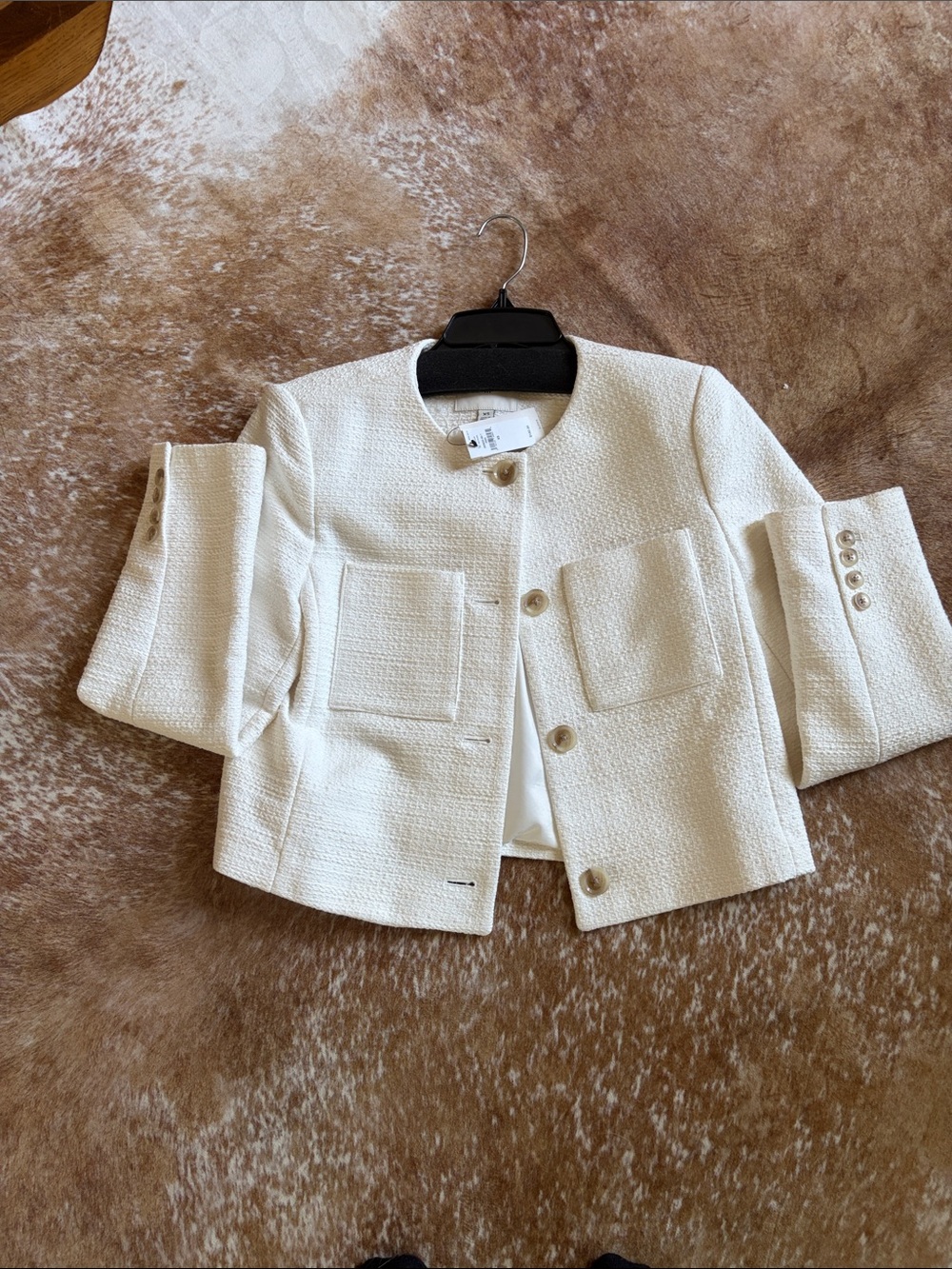 Banana Republic factory  Cream Tweed Jacket with Button Details